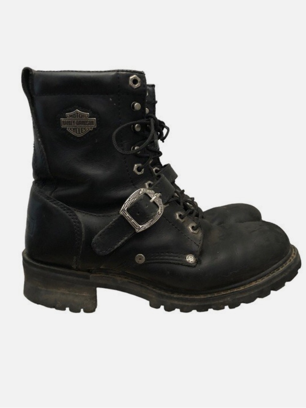 Harley-Davidson Faded Glory Black Leather Motorcycle Boots 🥾 Size 11